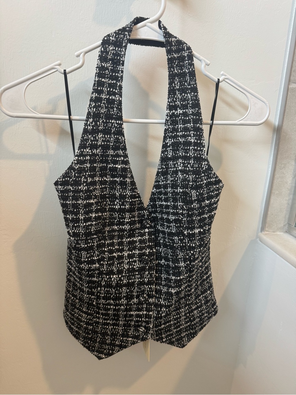 Black & White Tweed Halter Top